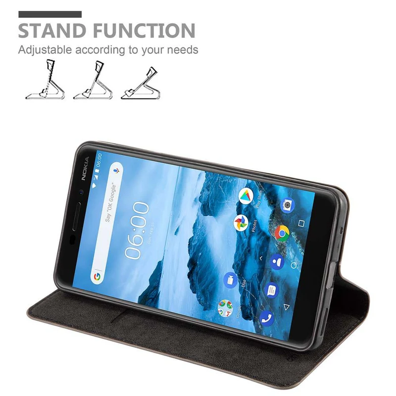 Cadorabo Hülle kompatibel mit Nokia 6,1 Schutzhülle mit Magnetverschluss, Standfunktion und Kartenfach