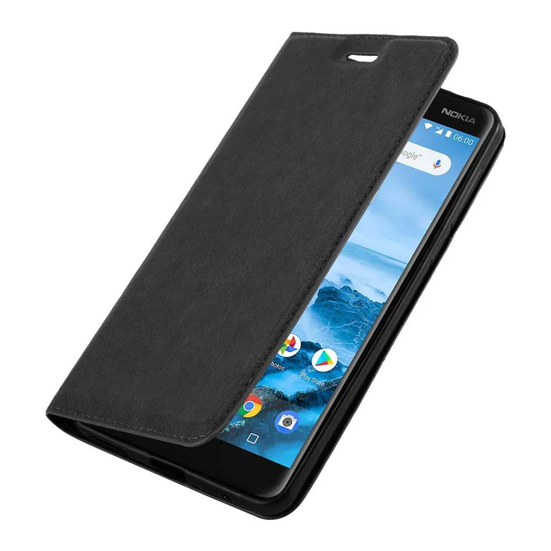 Cadorabo Hülle kompatibel mit Nokia 6,1 Schutzhülle mit Magnetverschluss, Standfunktion und Kartenfach