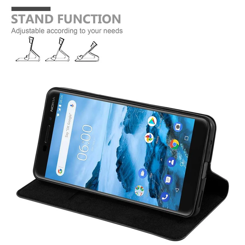 Cadorabo Hülle kompatibel mit Nokia 6,1 Schutzhülle mit Magnetverschluss, Standfunktion und Kartenfach