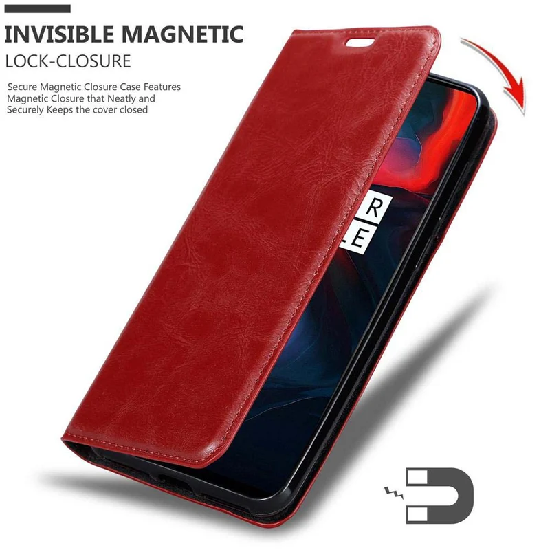 Cadorabo Hülle kompatibel mit OnePlus 6 Schutzhülle mit Magnetverschluss, Standfunktion und Kartenfach