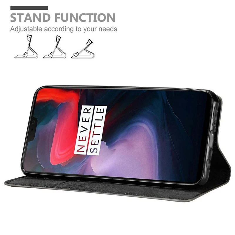 Cadorabo Hülle kompatibel mit OnePlus 6 Schutzhülle mit Magnetverschluss, Standfunktion und Kartenfach