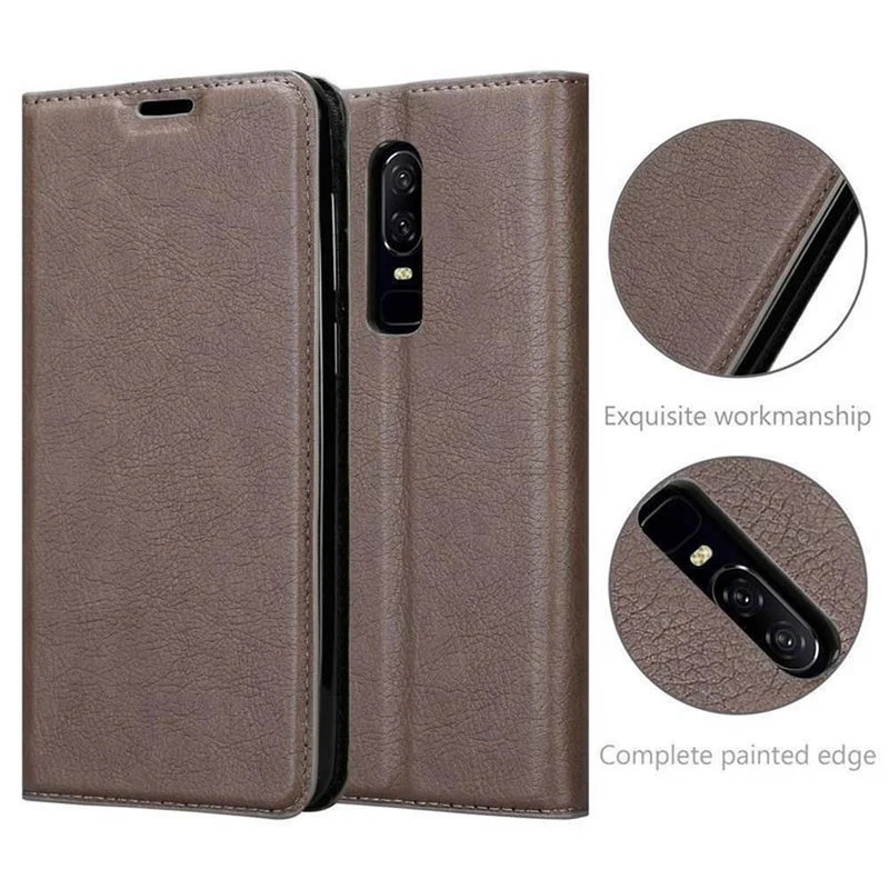 Cadorabo Hülle kompatibel mit OnePlus 6 Schutzhülle mit Magnetverschluss, Standfunktion und Kartenfach