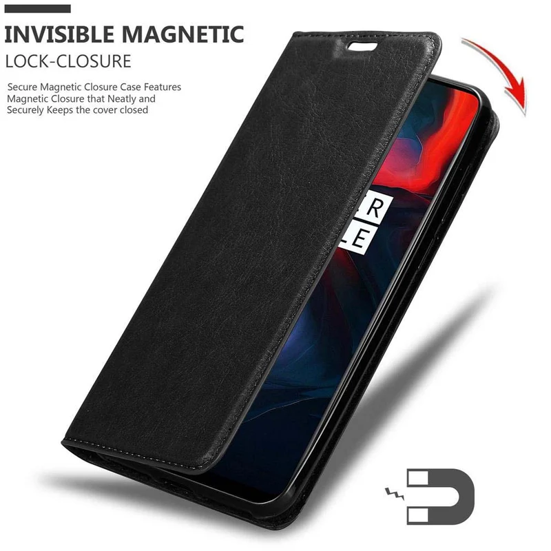 Cadorabo Hülle kompatibel mit OnePlus 6 Schutzhülle mit Magnetverschluss, Standfunktion und Kartenfach