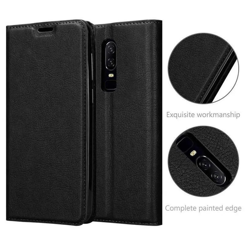 Cadorabo Hülle kompatibel mit OnePlus 6 Schutzhülle mit Magnetverschluss, Standfunktion und Kartenfach