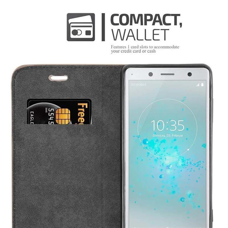 Cadorabo Hülle kompatibel mit Sony Xperia XZ2 COMPACT Schutzhülle mit Magnetverschluss, Standfunktion und Kartenfach