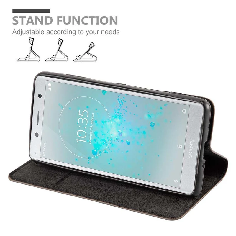 Cadorabo Hülle kompatibel mit Sony Xperia XZ2 COMPACT Schutzhülle mit Magnetverschluss, Standfunktion und Kartenfach