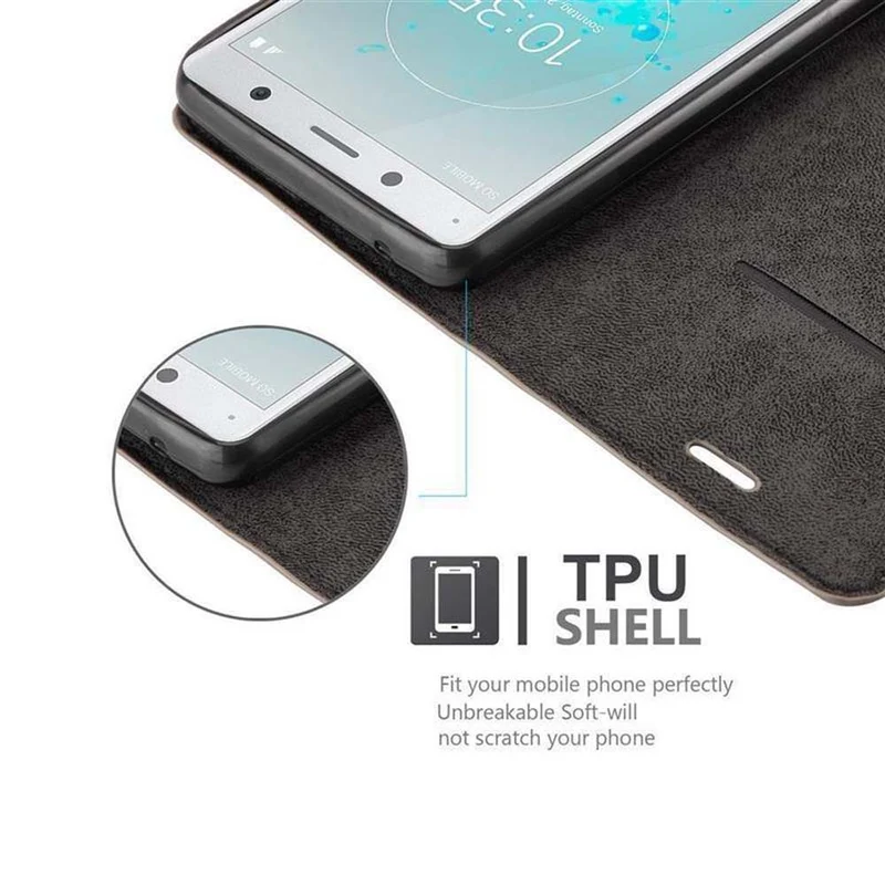 Cadorabo Hülle kompatibel mit Sony Xperia XZ2 COMPACT Schutzhülle mit Magnetverschluss, Standfunktion und Kartenfach