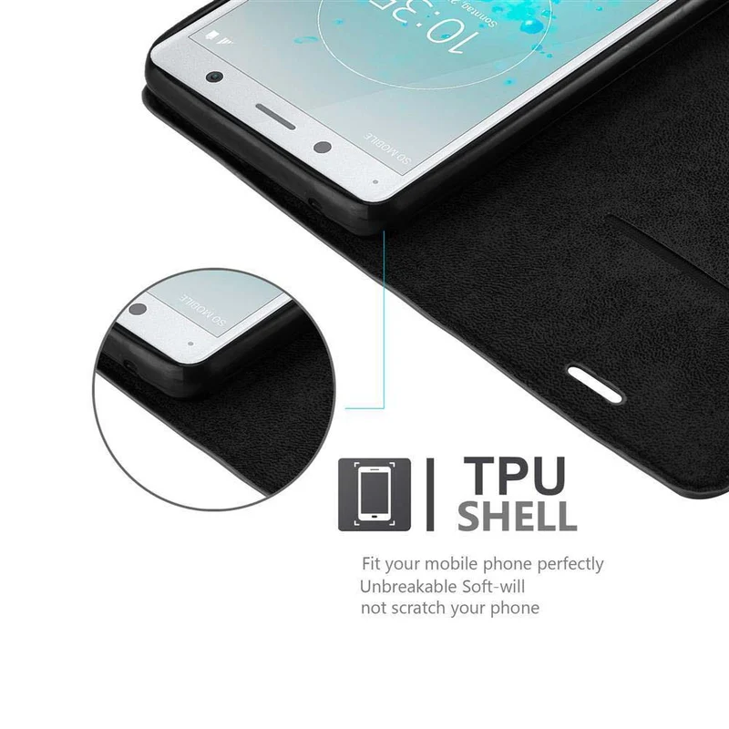 Cadorabo Hülle kompatibel mit Sony Xperia XZ2 COMPACT Schutzhülle mit Magnetverschluss, Standfunktion und Kartenfach