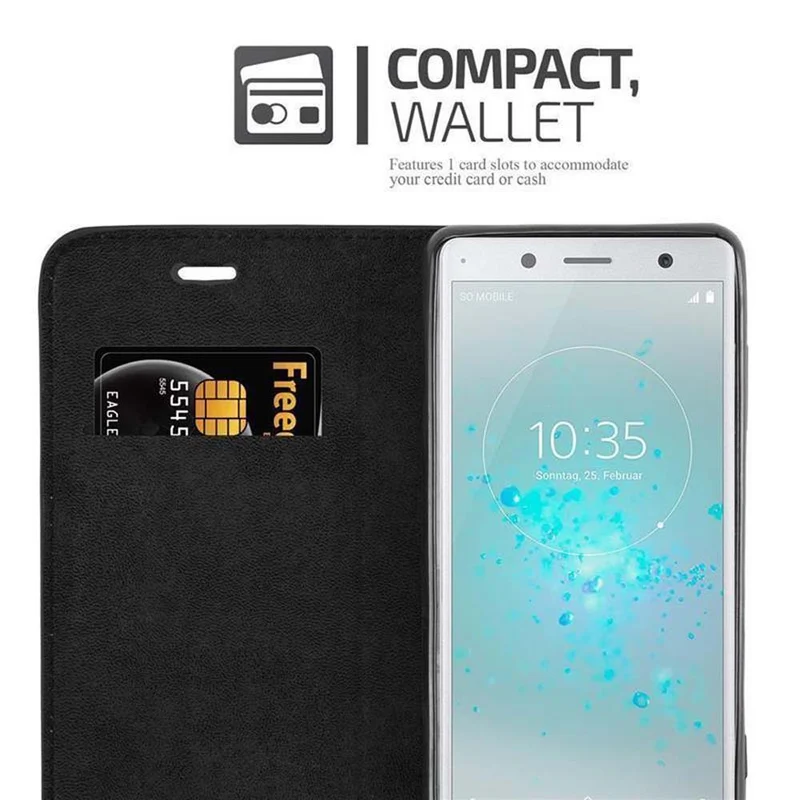 Cadorabo Hülle kompatibel mit Sony Xperia XZ2 COMPACT Schutzhülle mit Magnetverschluss, Standfunktion und Kartenfach