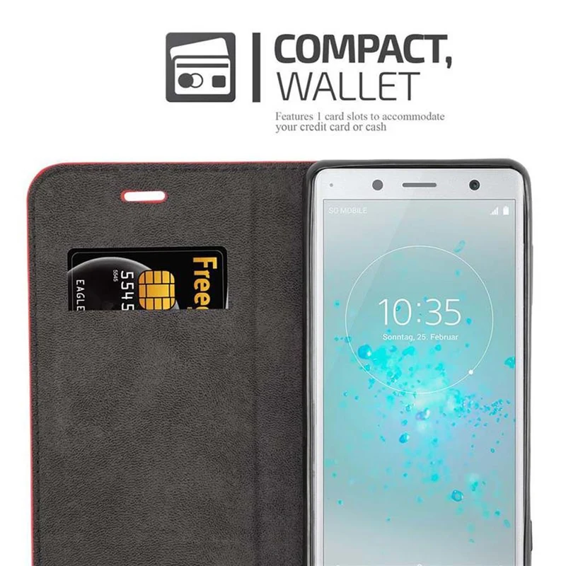 Cadorabo Hülle kompatibel mit Sony Xperia XZ2 Schutzhülle mit Magnetverschluss, Standfunktion und Kartenfach