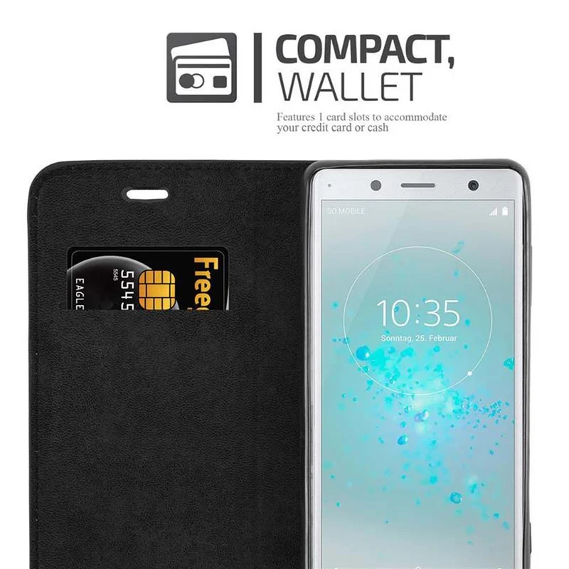 Cadorabo Hülle kompatibel mit Sony Xperia XZ2 Schutzhülle mit Magnetverschluss, Standfunktion und Kartenfach