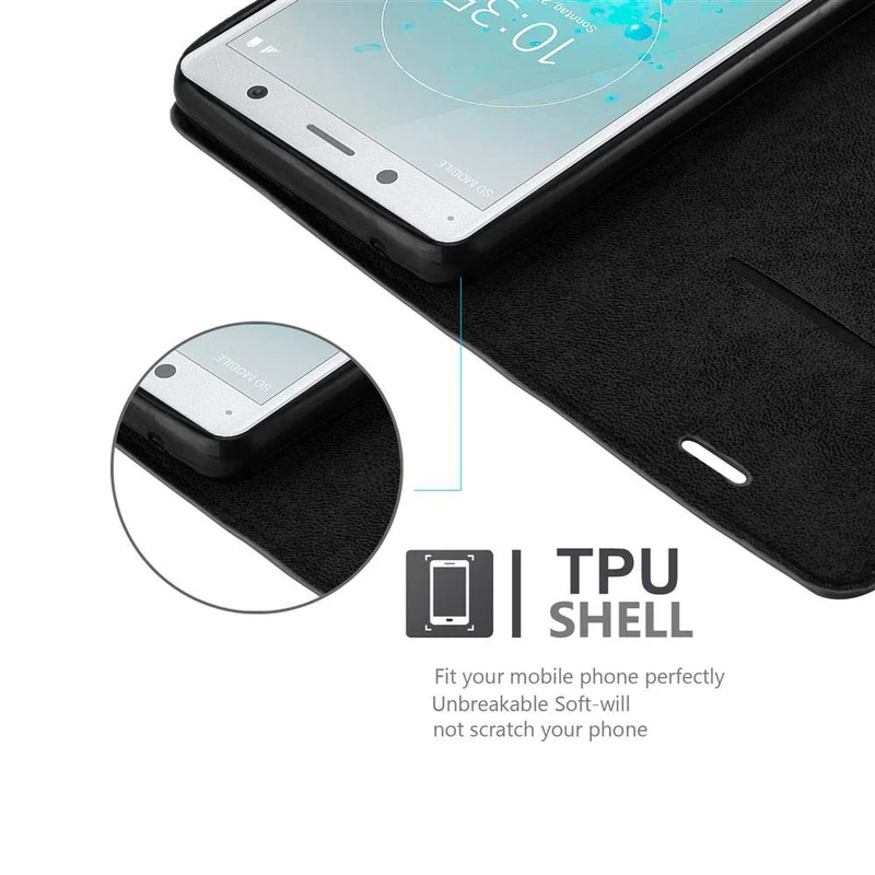 Cadorabo Hülle kompatibel mit Sony Xperia XZ2 Schutzhülle mit Magnetverschluss, Standfunktion und Kartenfach