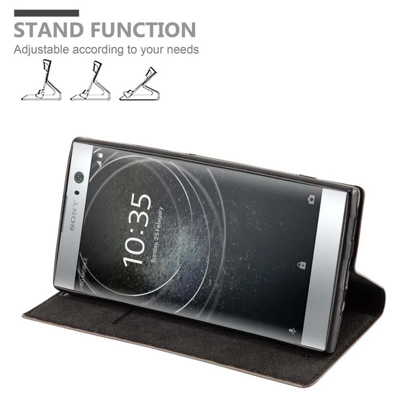 Cadorabo Hülle kompatibel mit Sony Xperia XA2 Schutzhülle mit Magnetverschluss, Standfunktion und Kartenfach