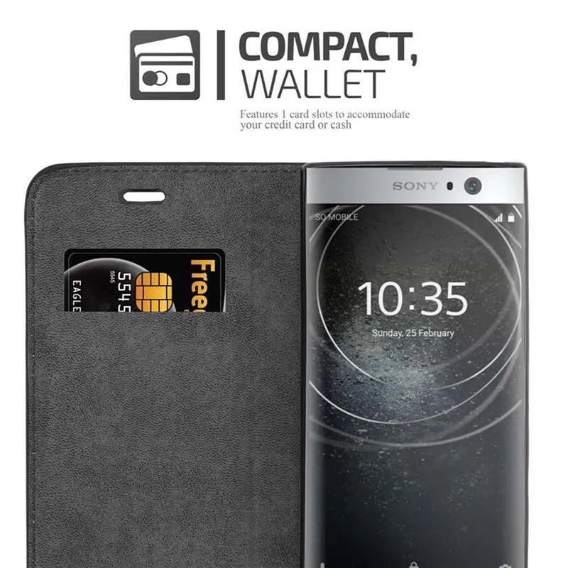 Cadorabo Hülle kompatibel mit Sony Xperia XA2 Schutzhülle mit Magnetverschluss, Standfunktion und Kartenfach