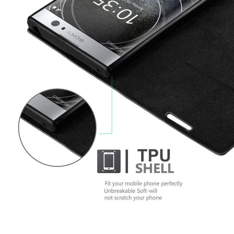 Cadorabo Hülle kompatibel mit Sony Xperia XA2 Schutzhülle mit Magnetverschluss, Standfunktion und Kartenfach