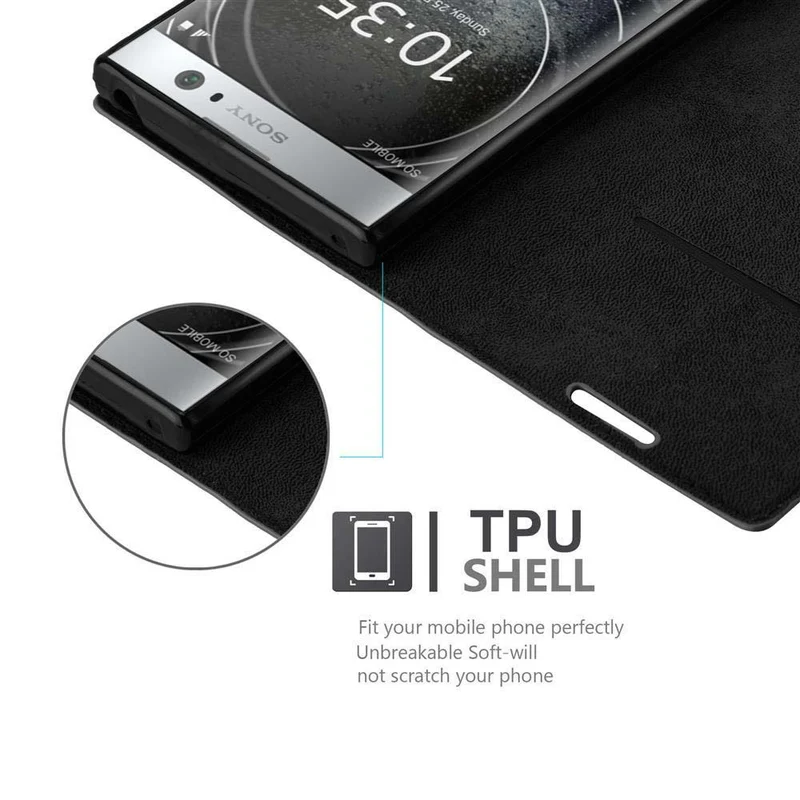 Cadorabo Hülle kompatibel mit Sony Xperia XA2 Schutzhülle mit Magnetverschluss, Standfunktion und Kartenfach