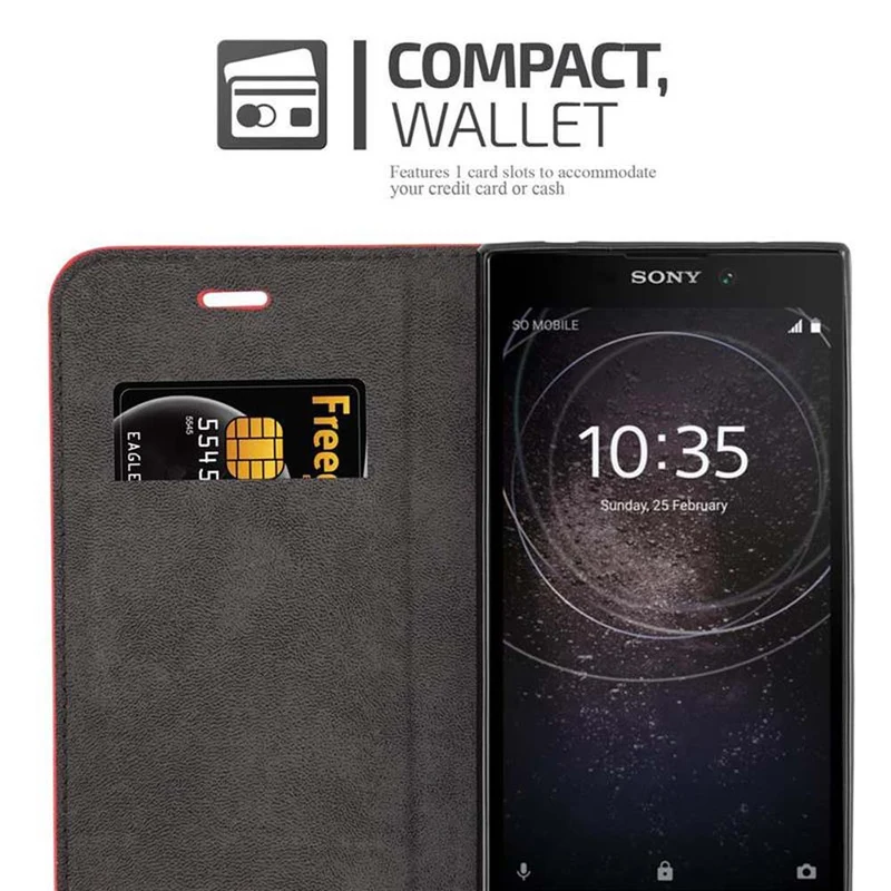 Cadorabo Hülle kompatibel mit Sony Xperia L2 Schutzhülle mit Magnetverschluss, Standfunktion und Kartenfach