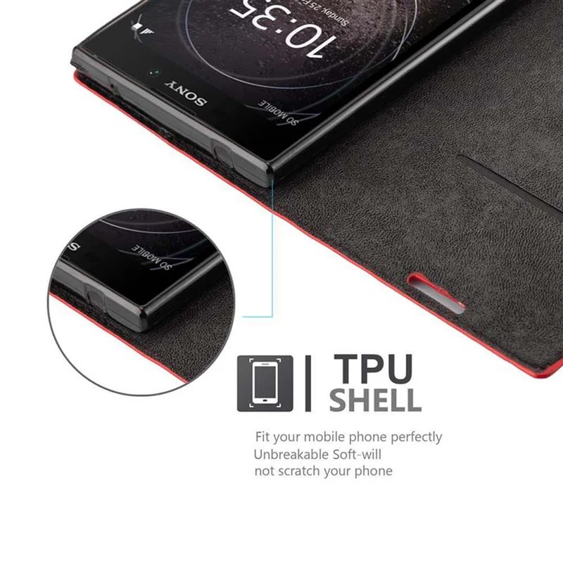 Cadorabo Hülle kompatibel mit Sony Xperia L2 Schutzhülle mit Magnetverschluss, Standfunktion und Kartenfach