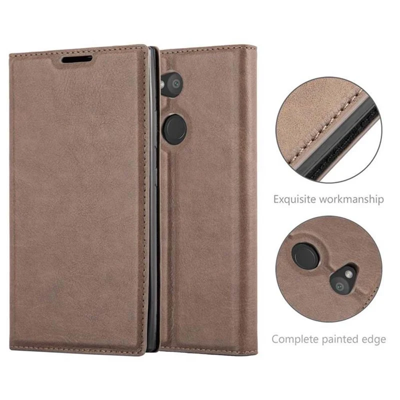 Cadorabo Hülle kompatibel mit Sony Xperia L2 Schutzhülle mit Magnetverschluss, Standfunktion und Kartenfach