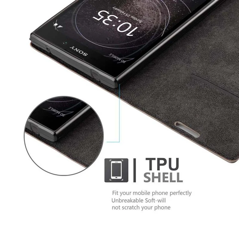 Cadorabo Hülle kompatibel mit Sony Xperia L2 Schutzhülle mit Magnetverschluss, Standfunktion und Kartenfach