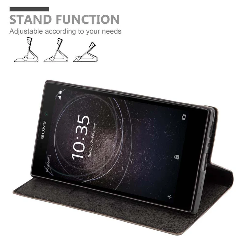 Cadorabo Hülle kompatibel mit Sony Xperia L2 Schutzhülle mit Magnetverschluss, Standfunktion und Kartenfach