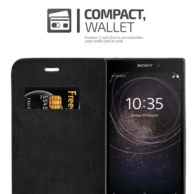 Cadorabo Hülle kompatibel mit Sony Xperia L2 Schutzhülle mit Magnetverschluss, Standfunktion und Kartenfach