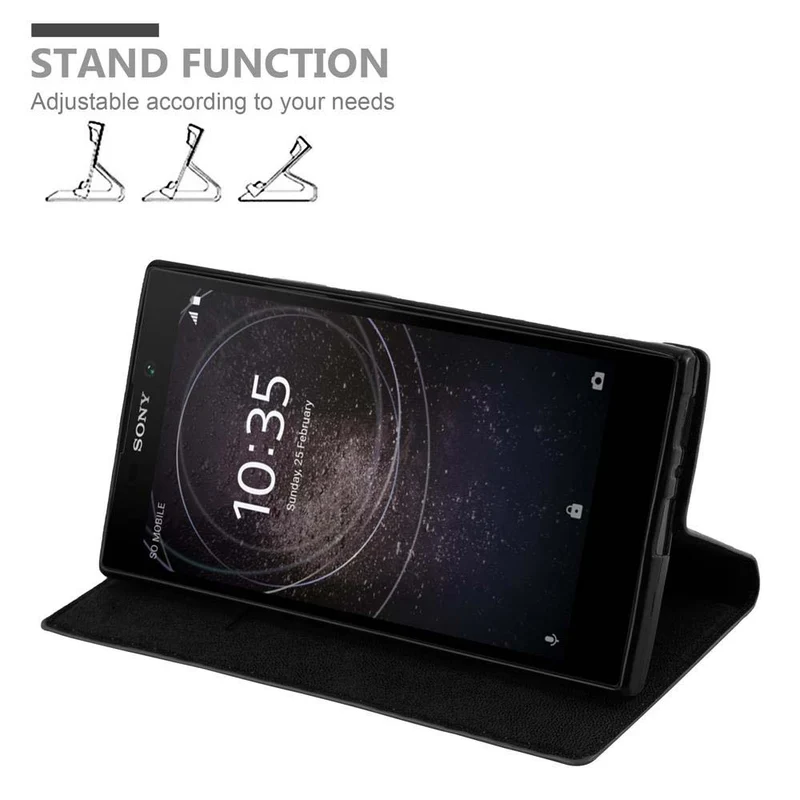Cadorabo Hülle kompatibel mit Sony Xperia L2 Schutzhülle mit Magnetverschluss, Standfunktion und Kartenfach