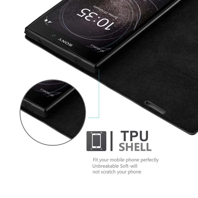 Cadorabo Hülle kompatibel mit Sony Xperia L2 Schutzhülle mit Magnetverschluss, Standfunktion und Kartenfach