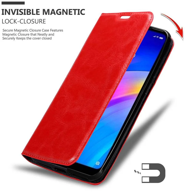 Cadorabo Hülle kompatibel mit Xiaomi RedMi 7 Schutzhülle mit Magnetverschluss, Standfunktion und Kartenfach