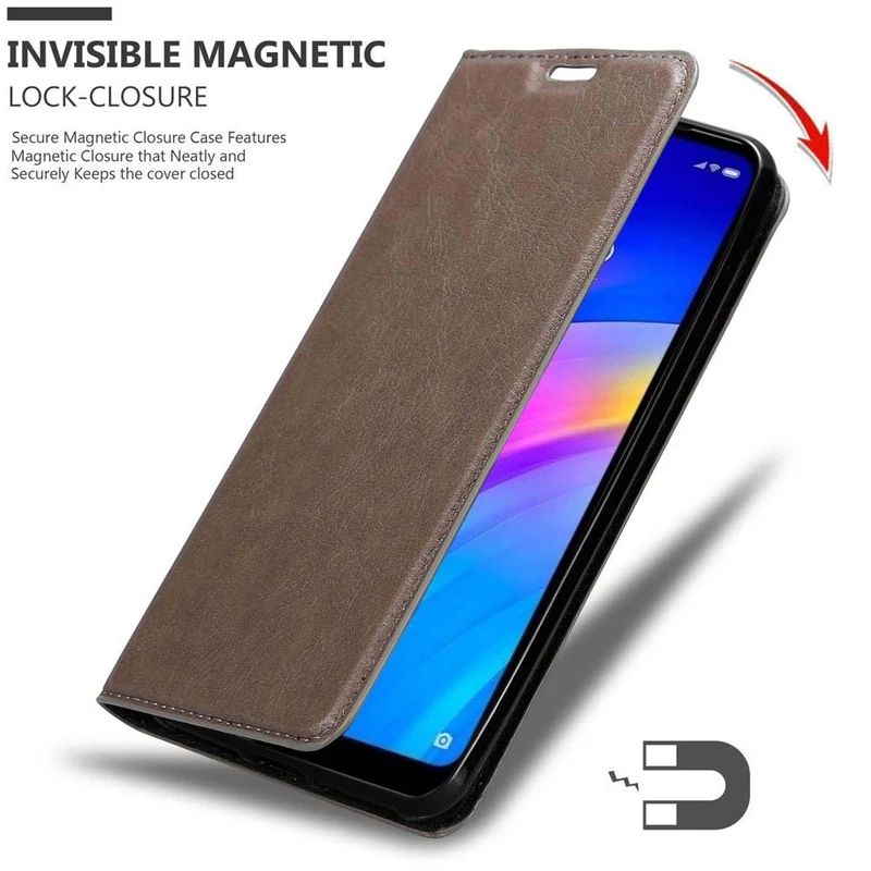 Cadorabo Hülle kompatibel mit Xiaomi RedMi 7 Schutzhülle mit Magnetverschluss, Standfunktion und Kartenfach