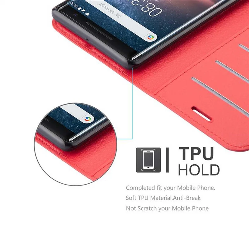 Cadorabo Hülle kompatibel mit Nokia 8 Sirocco Schutzhülle mit Magnetverschluss, Standfunktion und Kartenfach