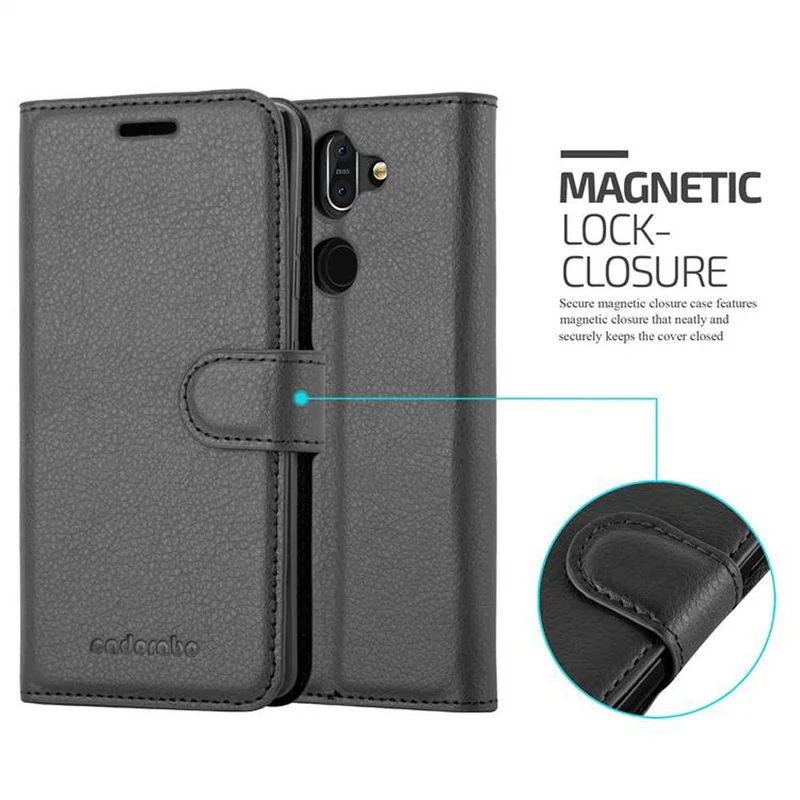Cadorabo Hülle kompatibel mit Nokia 8 Sirocco Schutzhülle mit Magnetverschluss, Standfunktion und Kartenfach