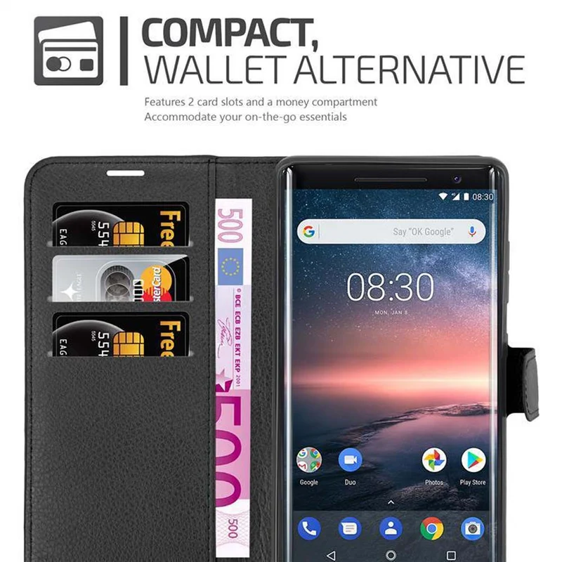 Cadorabo Hülle kompatibel mit Nokia 8 Sirocco Schutzhülle mit Magnetverschluss, Standfunktion und Kartenfach