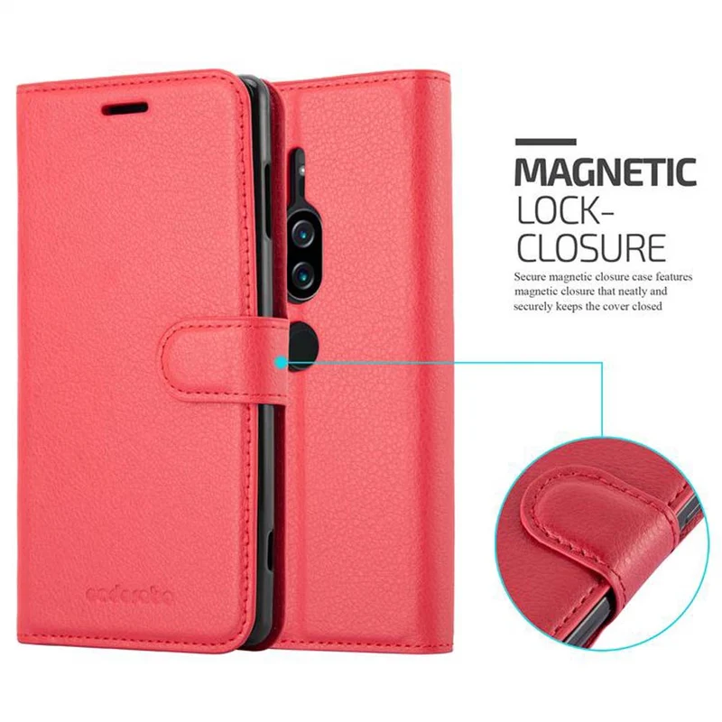 Cadorabo Hülle kompatibel mit Sony Xperia XZ2 PREMIUM Schutzhülle mit Magnetverschluss, Standfunktion und Kartenfach