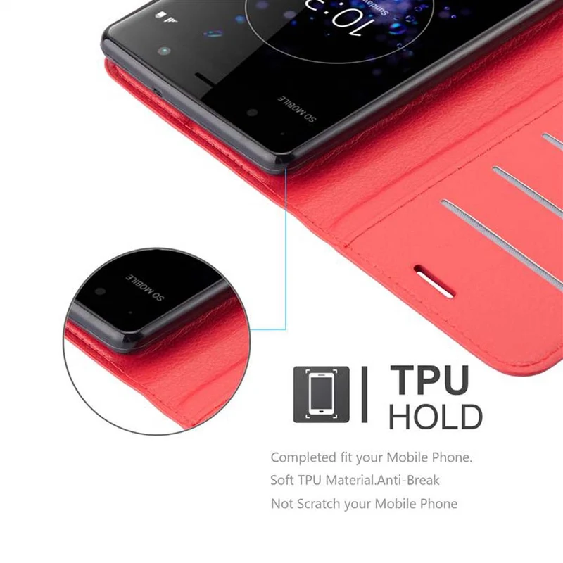 Cadorabo Hülle kompatibel mit Sony Xperia XZ2 PREMIUM Schutzhülle mit Magnetverschluss, Standfunktion und Kartenfach