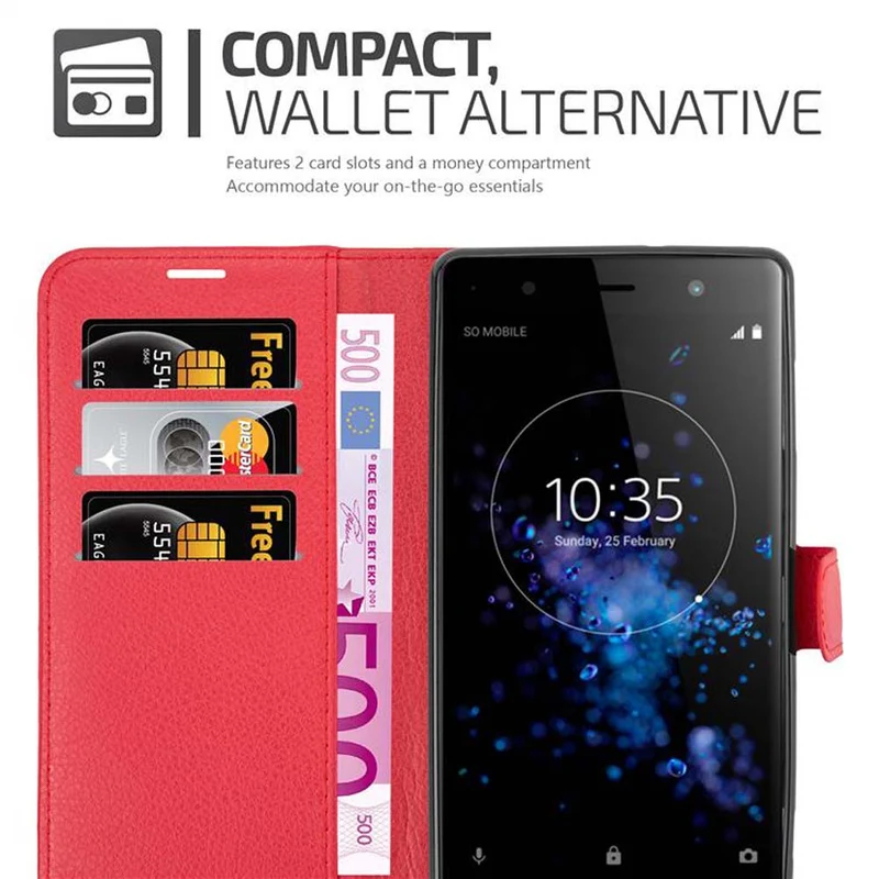 Cadorabo Hülle kompatibel mit Sony Xperia XZ2 PREMIUM Schutzhülle mit Magnetverschluss, Standfunktion und Kartenfach