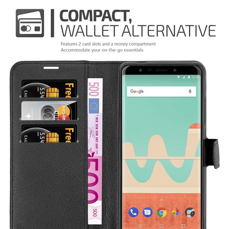 Cadorabo Hülle kompatibel mit WIKO VIEW GO Schutzhülle mit Magnetverschluss, Standfunktion und Kartenfach