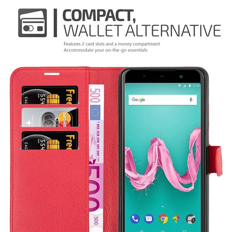 Cadorabo Hülle kompatibel mit WIKO LENNY 5 Schutzhülle mit Magnetverschluss, Standfunktion und Kartenfach