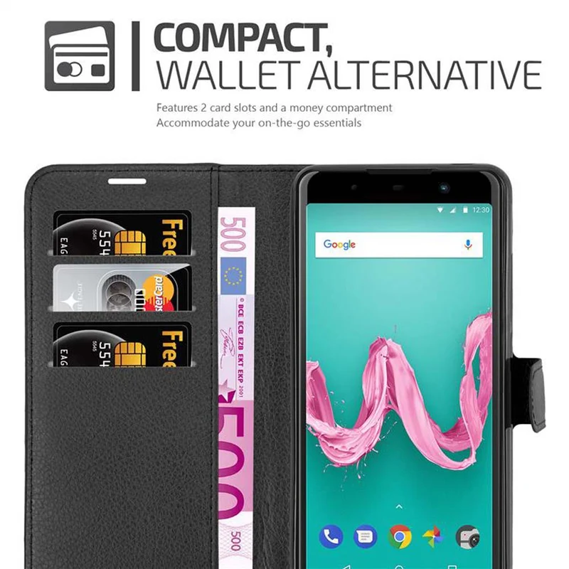 Cadorabo Hülle kompatibel mit WIKO LENNY 5 Schutzhülle mit Magnetverschluss, Standfunktion und Kartenfach