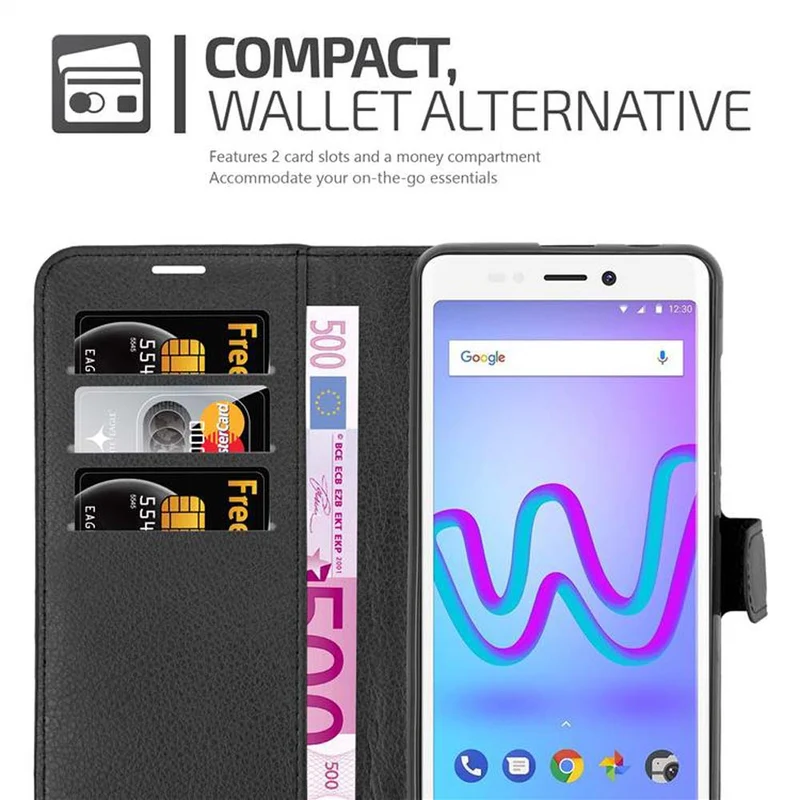 Cadorabo Hülle kompatibel mit WIKO JERRY 3 Schutzhülle mit Magnetverschluss, Standfunktion und Kartenfach