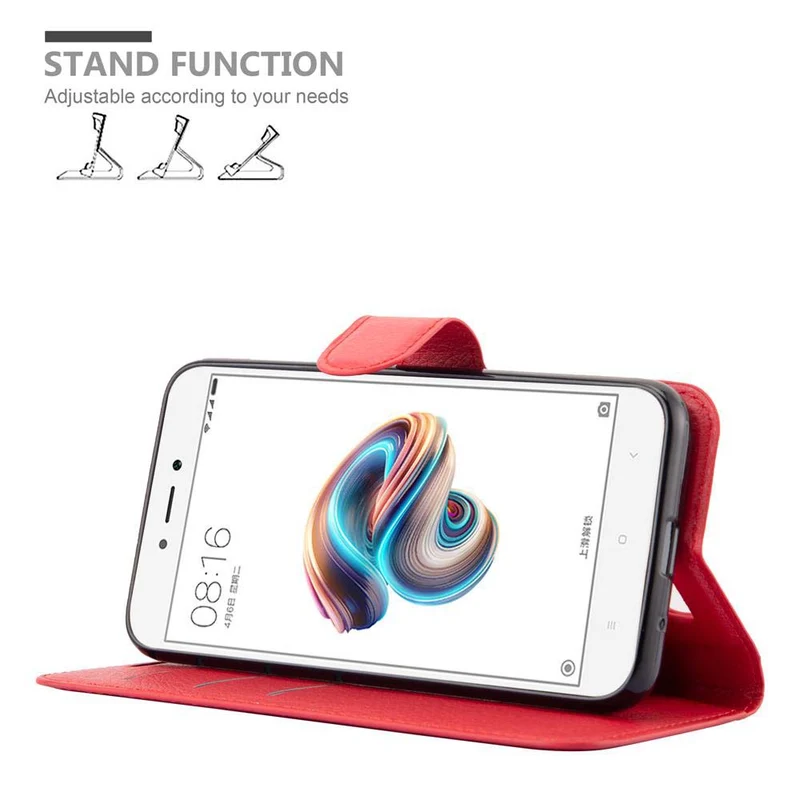 Cadorabo Hülle kompatibel mit Xiaomi RedMi 5A Schutzhülle mit Magnetverschluss, Standfunktion und Kartenfach