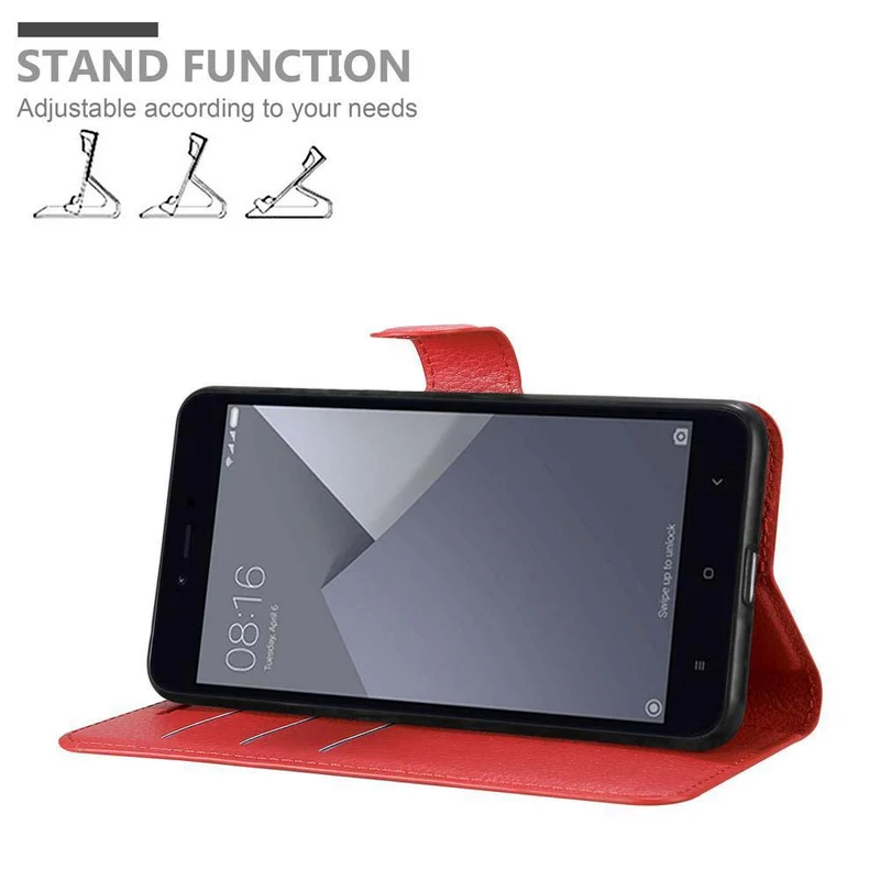 Cadorabo Hülle kompatibel mit Xiaomi RedMi NOTE 5A Schutzhülle mit Magnetverschluss, Standfunktion und Kartenfach