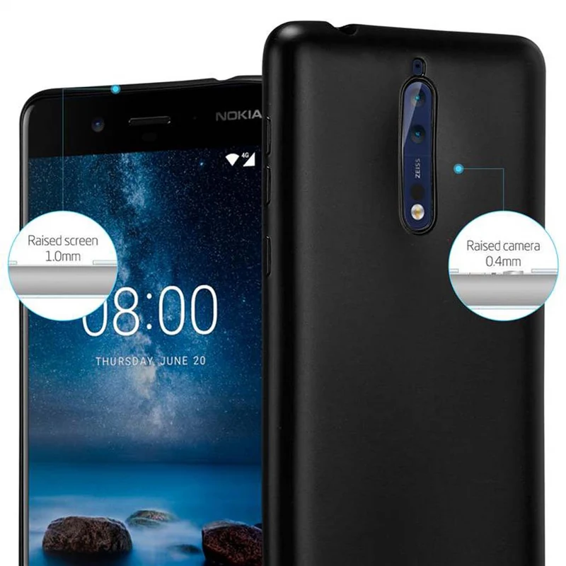 Cadorabo Hülle kompatibel mit Nokia 8 2017 Schutzhülle aus flexiblem TPU Silikon
