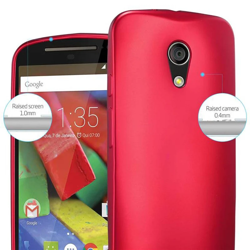 Cadorabo Hülle kompatibel mit Motorola MOTO G2 Schutzhülle aus flexiblem TPU Silikon