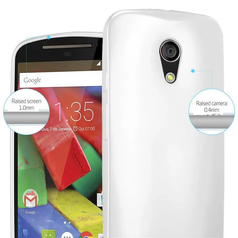 Cadorabo Hülle kompatibel mit Motorola MOTO G2 Schutzhülle aus flexiblem TPU Silikon