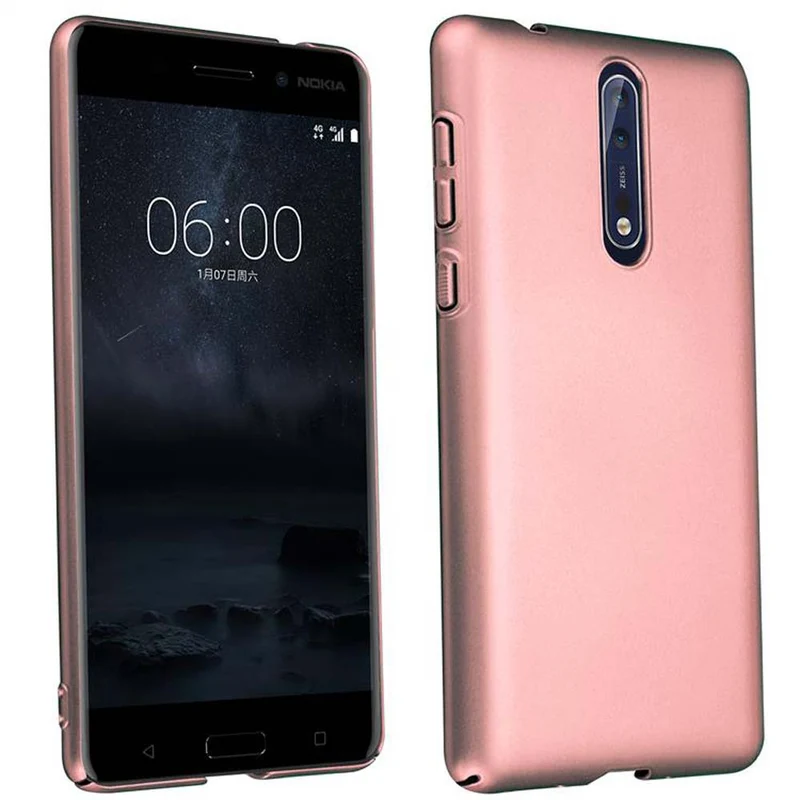 Cadorabo Hülle kompatibel mit Nokia 8 2017 Hard Case Schutzhülle in Metall Optik gegen Kratzer und Stöße