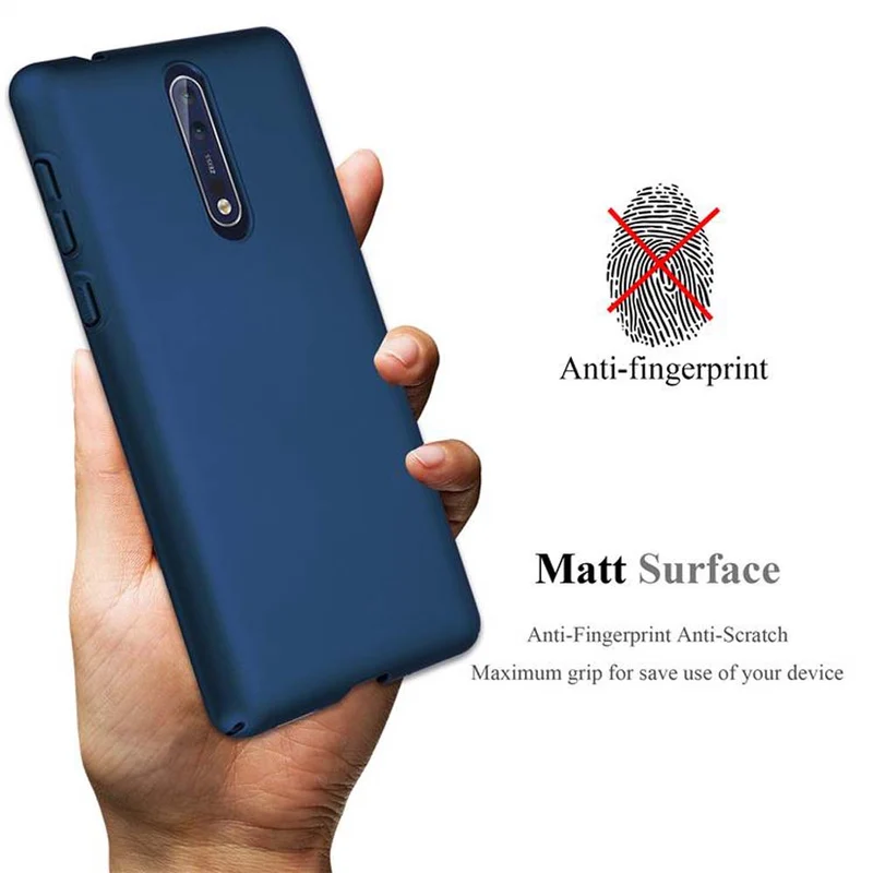 Cadorabo Hülle kompatibel mit Nokia 8 2017 Hard Case Schutzhülle in Metall Optik gegen Kratzer und Stöße