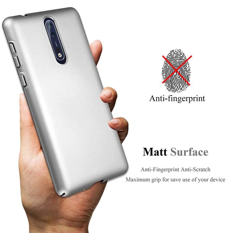 Cadorabo Hülle kompatibel mit Nokia 8 2017 Hard Case Schutzhülle in Metall Optik gegen Kratzer und Stöße