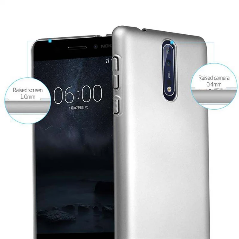 Cadorabo Hülle kompatibel mit Nokia 8 2017 Hard Case Schutzhülle in Metall Optik gegen Kratzer und Stöße