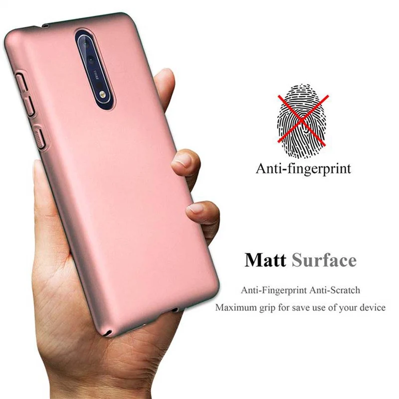 Cadorabo Hülle kompatibel mit Nokia 8 2017 Hard Case Schutzhülle in Metall Optik gegen Kratzer und Stöße